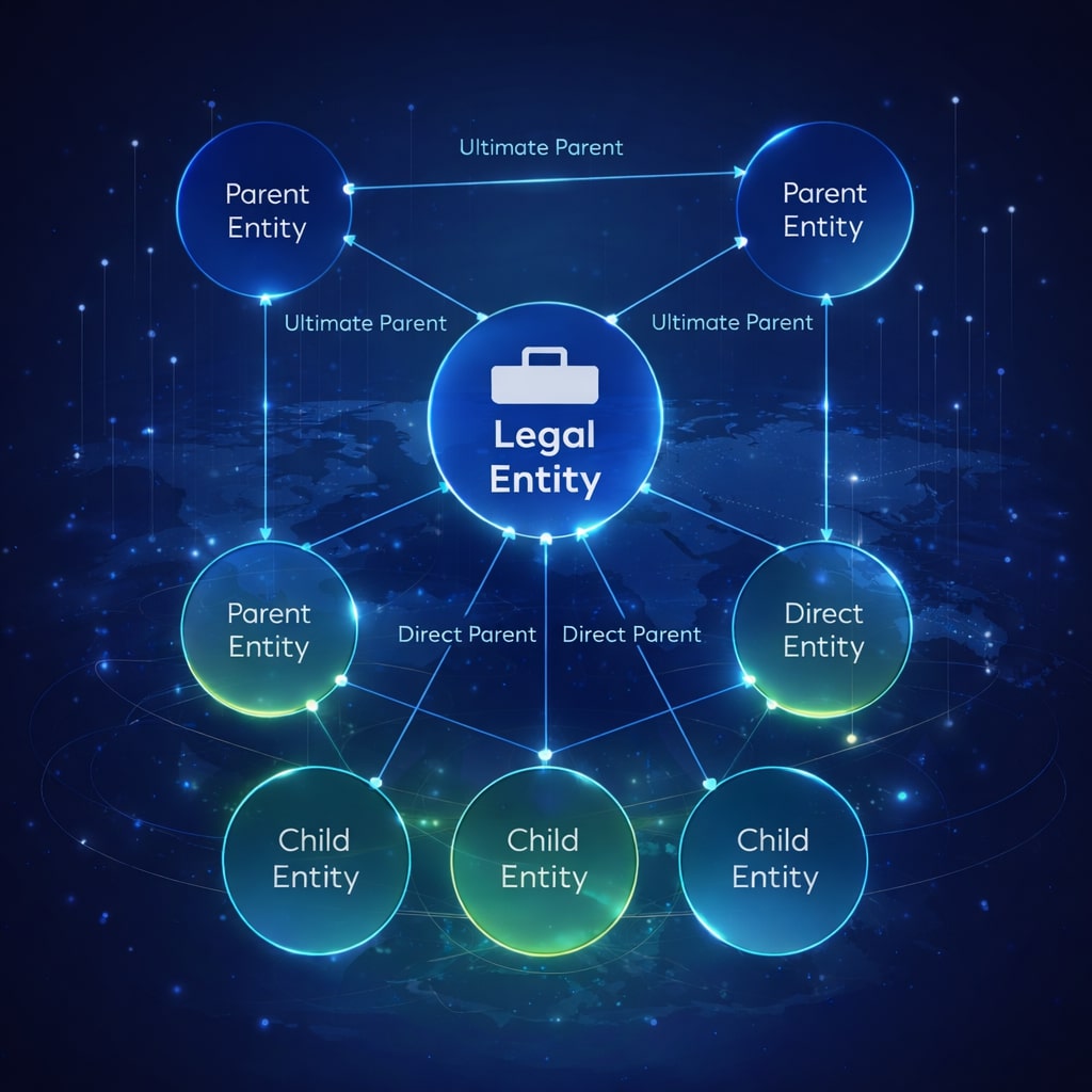 Dados LEI de nível 2 que mostram as relações de propriedade e controlo da empresa